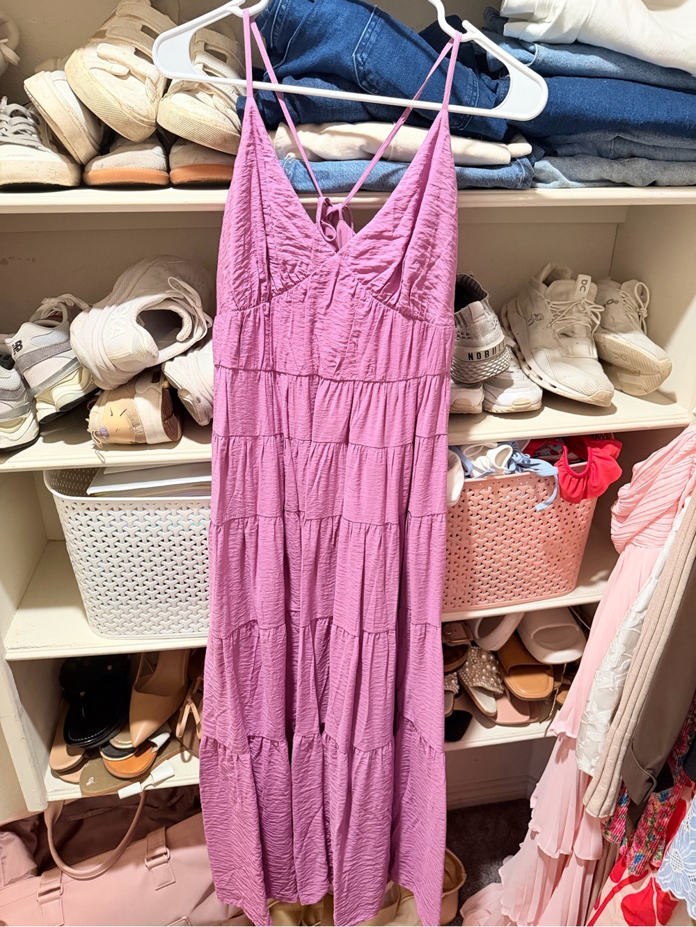 Abercrombie & Fitch Purple Tiered Maxi Dress